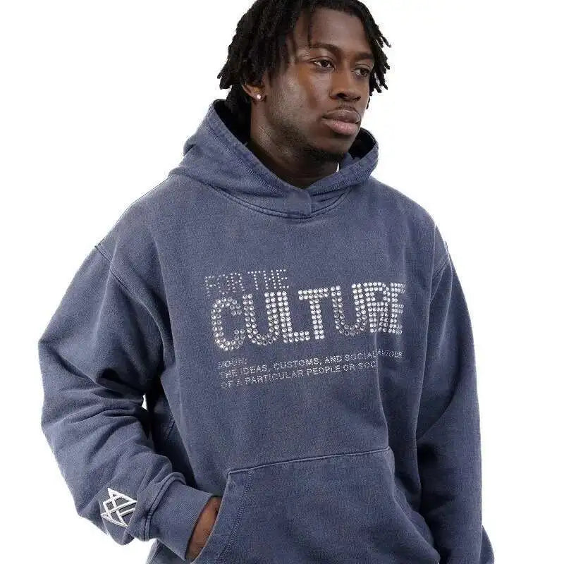 2024 Gothic Vintage Y2k Men's Hooded Diamond Print Design Hooded Sweatshirt American Style Couple Pullovers Casual Loose Tops