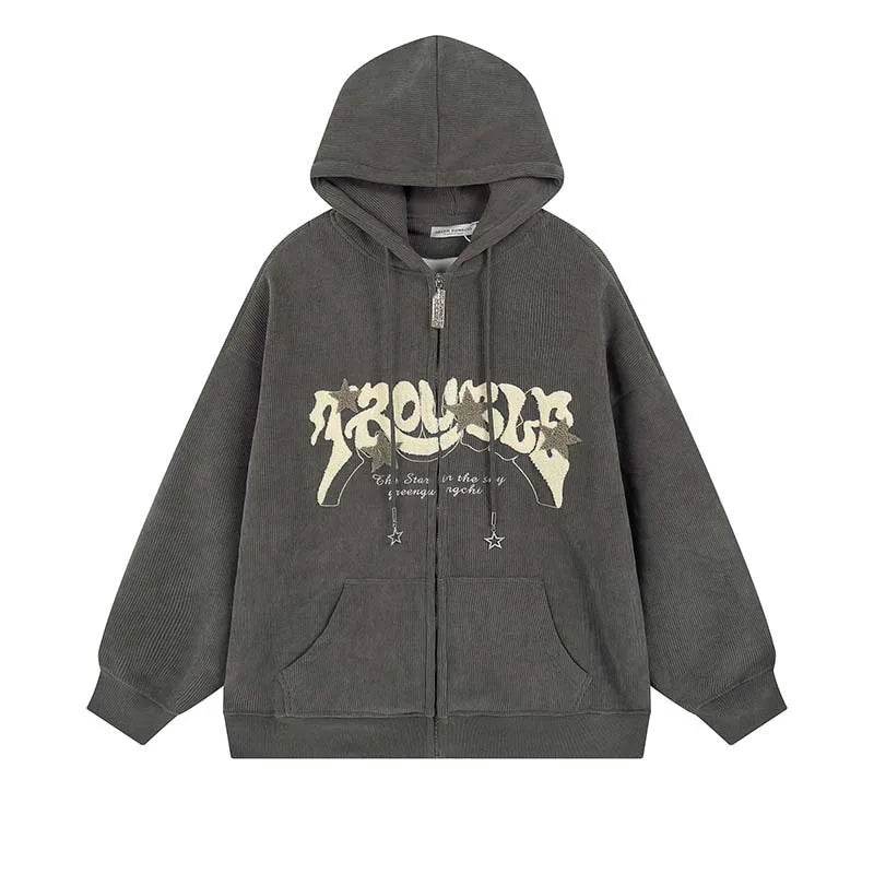 Retro Y2k Zip Up Hoodie Women Spring 2025