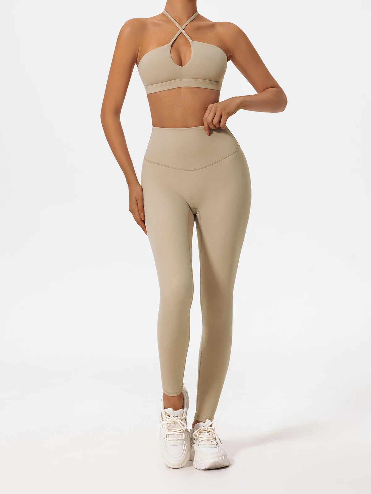 Ctenkevet Two-Piece Women's Sports Set Chest Crossover Yoga Clothes Female Gym Bandeau Sports Bra Suits Sport Outfit For Woman