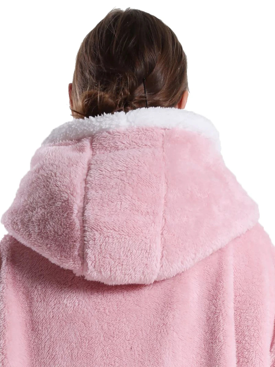 Oversized Wearable Hoodie Warm Flannel Sherpa Blanket Extra Long Hoodie for Winter Men Women Pullover TV Soft Plush Sweatshirt