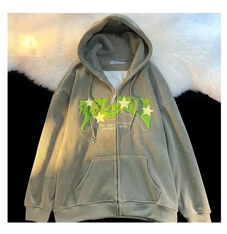 Retro Y2k Zip Up Hoodie Women Spring 2025