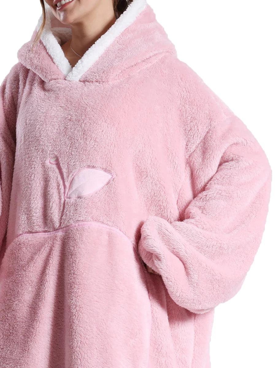 Oversized Wearable Hoodie Warm Flannel Sherpa Blanket Extra Long Hoodie for Winter Men Women Pullover TV Soft Plush Sweatshirt