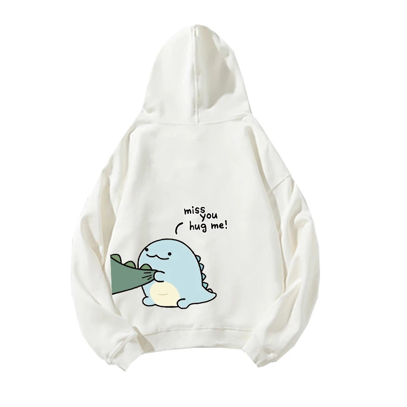 Fashion Cute Men's Rock Ni Shirt Dinosaur Long Printed Hoodie Sweatshirt Hoodie Fashion Casual Harajuku Cartoon Couple Hoodie
