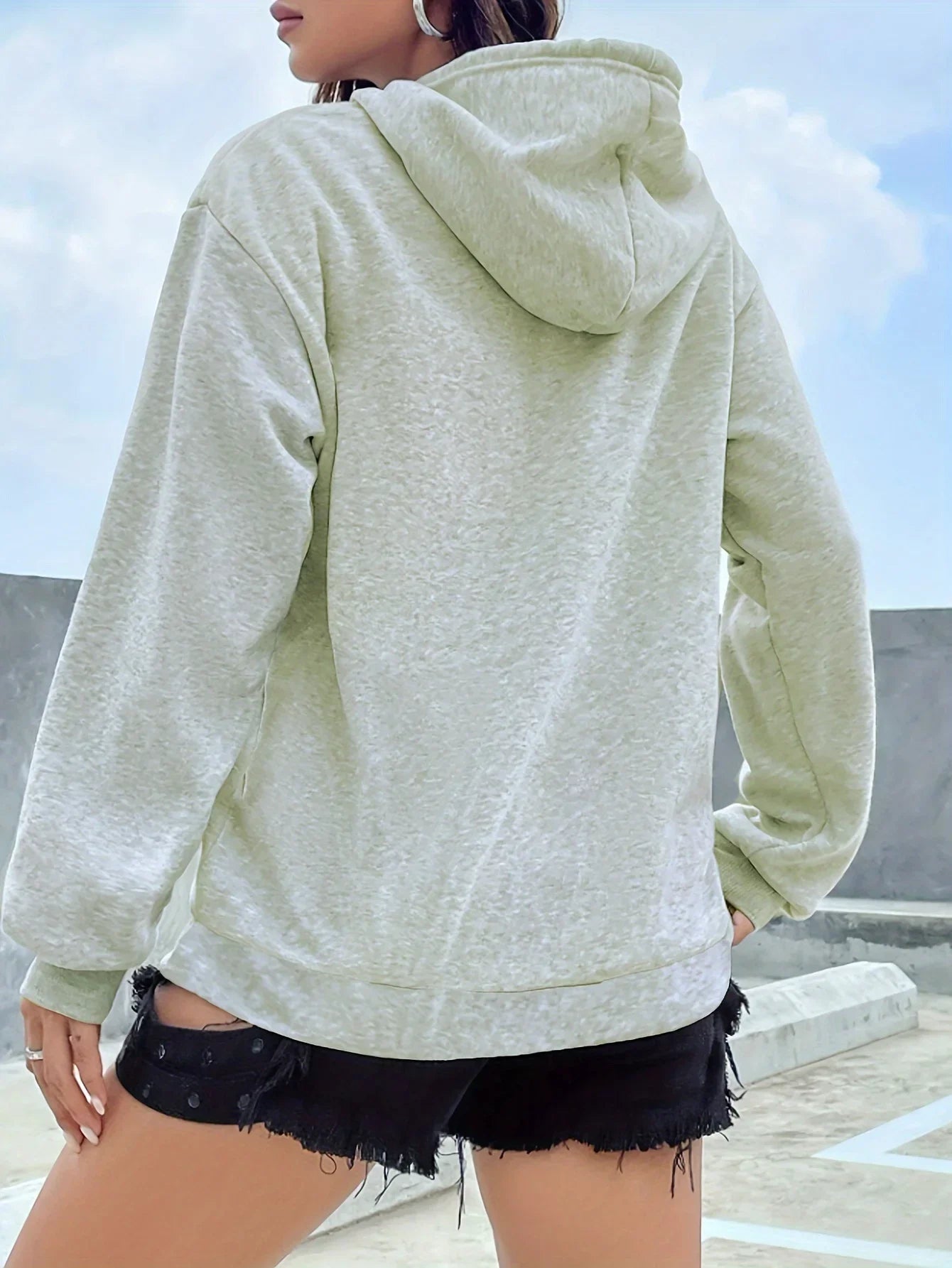 Milano Print Kangaroo Pocket Hoodie Casual Long Sleeve Drawstring Hoodies Sweatshirt Women's Clothing