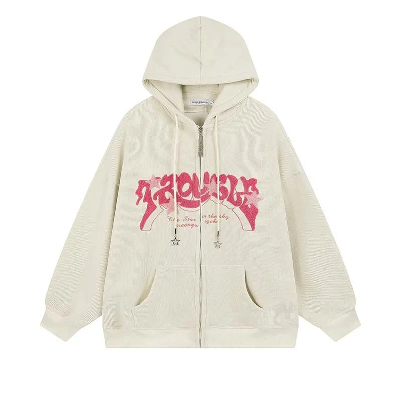 Retro Y2k Zip Up Hoodie Women Spring  2025