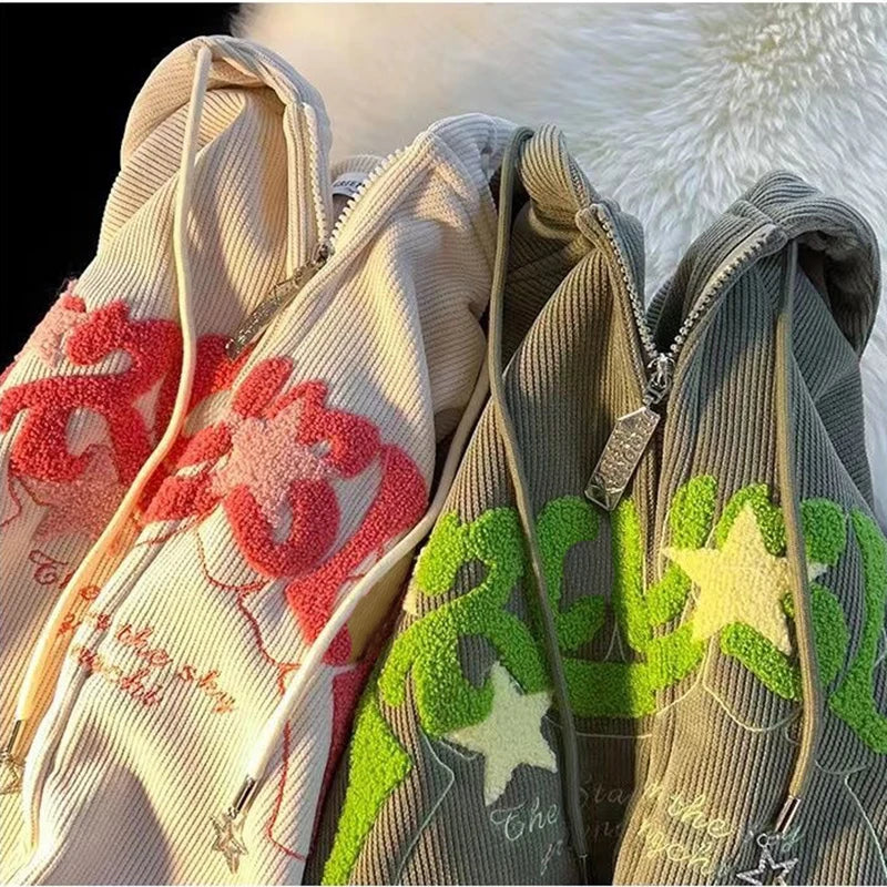 Retro Y2k Zip Up Hoodie Women Spring  2025