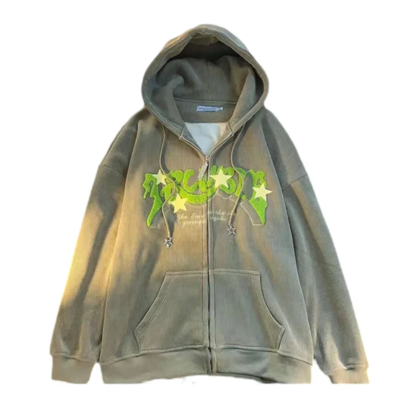 Retro Y2k Zip Up Hoodie Women Spring  2025