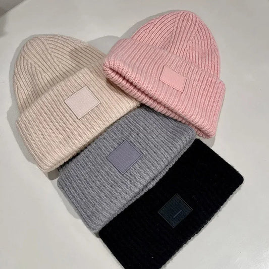 Trendy Knit Cold Cap With Smiley Face Wool Blend Ear Protection