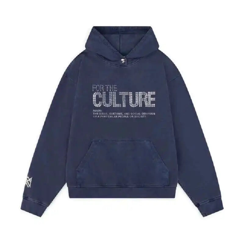 2024 Gothic Vintage Y2k Men's Hooded Diamond Print Design Hooded Sweatshirt American Style Couple Pullovers Casual Loose Tops