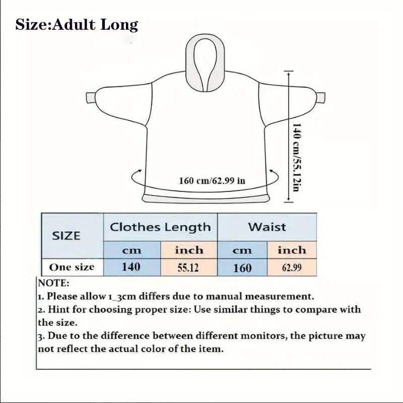 Oversized Wearable Hoodie Warm Flannel Sherpa Blanket Extra Long Hoodie for Winter Men Women Pullover TV Soft Plush  Sweatshirt